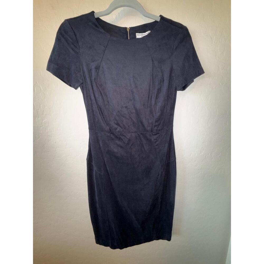 NWT Katherine Barclay Dress Womens US 4 Black Fitted Short Sleeve Modern Chic